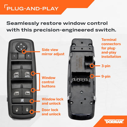 DORMAN 901-473 Dorman 901-473 Front Driver Side Power Window Switch - Master Switch Compatible with Select Models