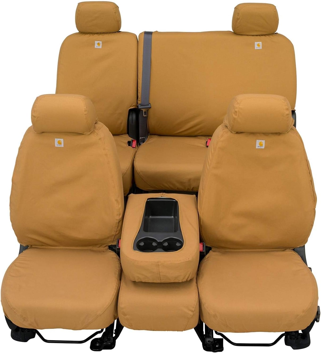Covercraft Carhartt SeatSaver Custom Seat Covers — Fits 2001-2007 F-250/F-350, 2000-2005 Ford Excursion — 1st Row Bucket Seats, Duck Weave Brown