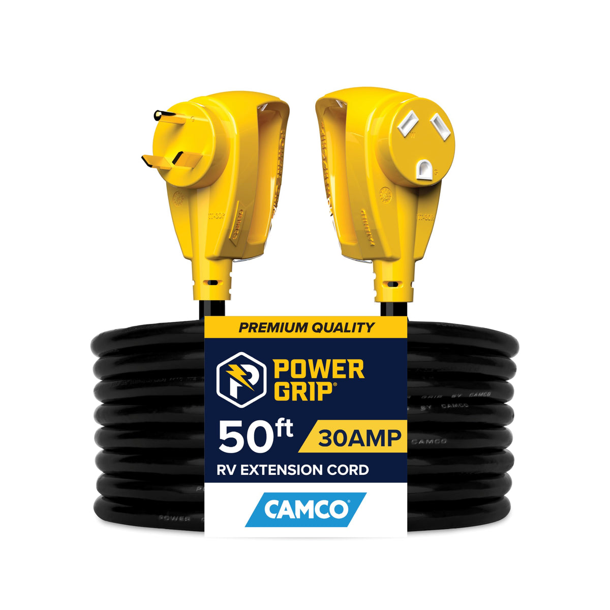 CAMCO 55197 Camco PowerGrip 50-Ft 30-Amp Camper/RV Extension Cord - Standard Connectors