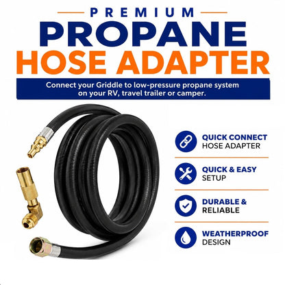 FLAME KING FK-GRD-12FTQC Flame King Propane 12ft RV Quick Connect Hose Adapter for 17" or 22" BlackStone or Flame King Griddle