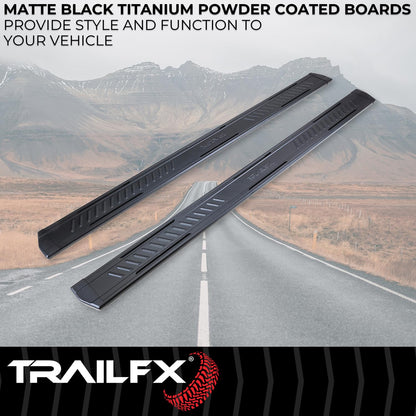 TRAILFX AL6001B TrailFX Running Boards Fits Chevrolet Colorado and GMC Canyon 2015-2026 Black Matte Titanium Powder Coated Aluminum 6.5 Inch Wide Step Rocker Panel Mount TrailFX AL6001B A6 Series