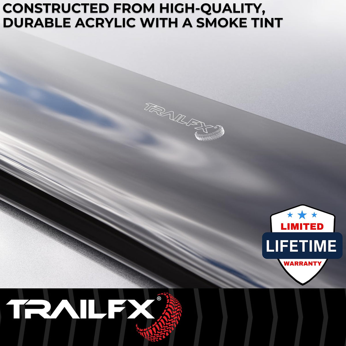 TRAILFX 8489H Trailfx Bug Shield Hood Protector – Smoke Acrylic Wrap-Around, Low Profile, No-Drill Raised Mount, Fits 2007–2013 Chevrolet Avalanche, 2007–2014 Subur