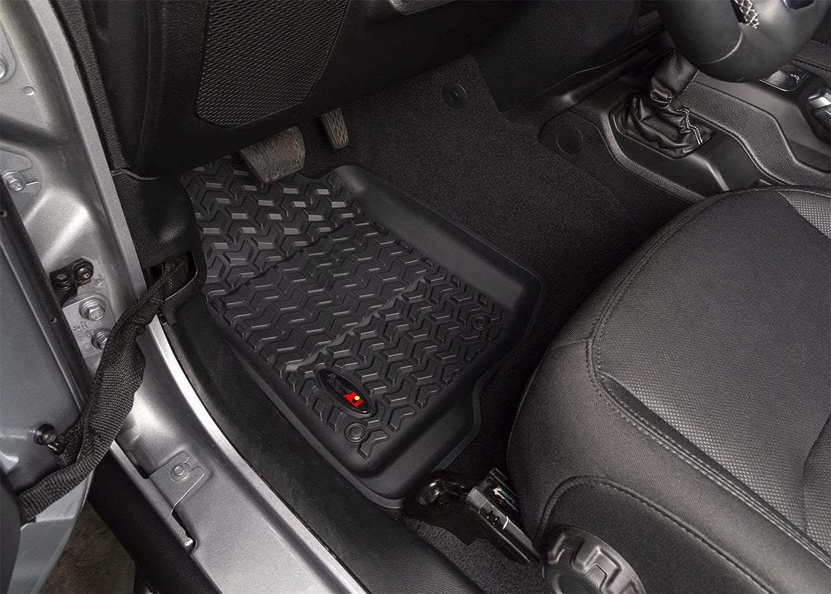RUGGED RIDGE 12988.05 Rugged Ridge Floor Liner Set for Jeep Wrangler JLU | Front/Rear/Cargo, 4-Piece Set, Black | 12988.05 | Fits 2018-2025 Jeep Wrangler JLU 4-Door Excluding 4XE Models