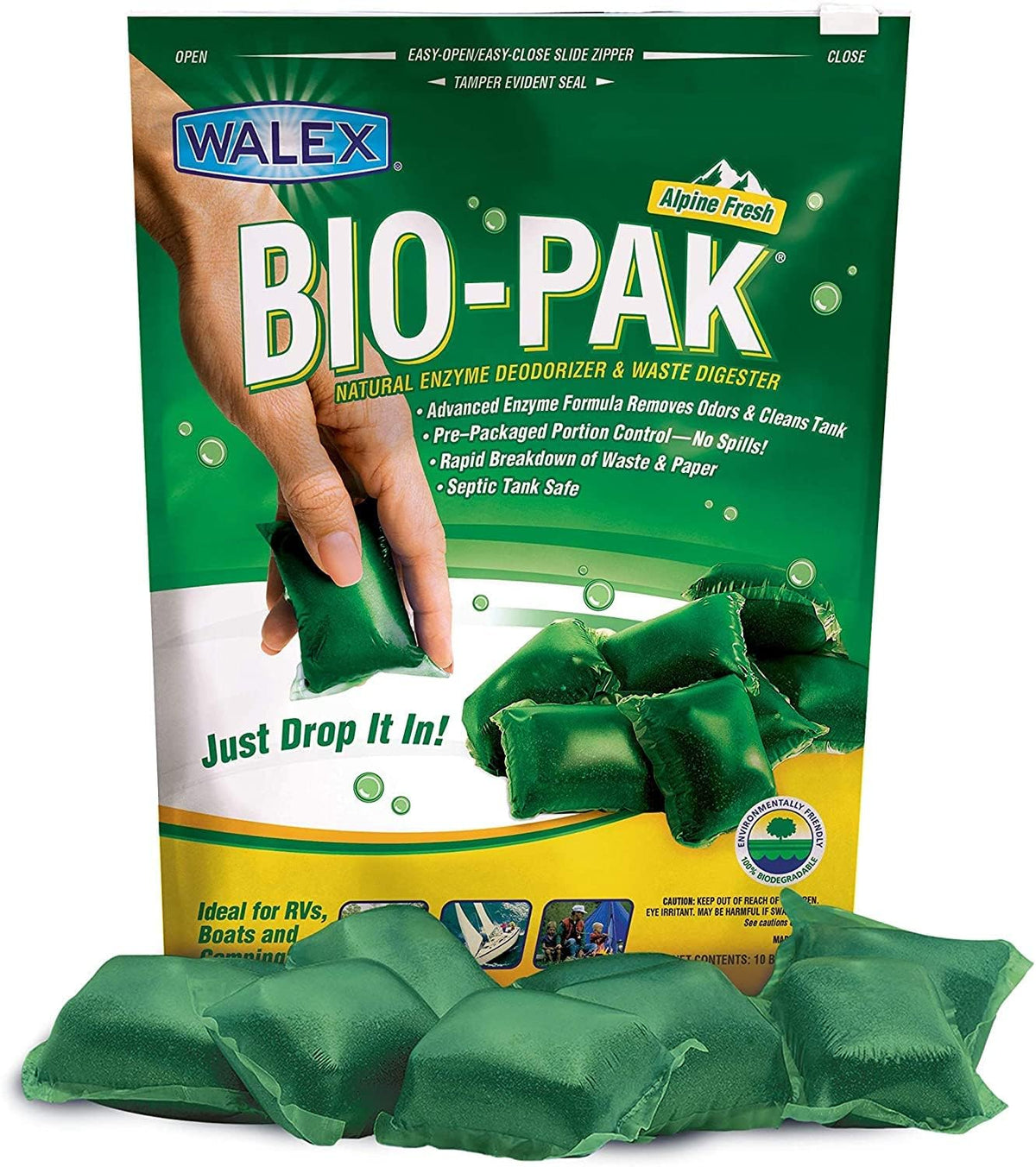 WALEX BIOPPBGCA Walex BIO-11530 Bio-Pak Natural Holding Tank Deodorizer and Waste Digester, (Pack of 10)