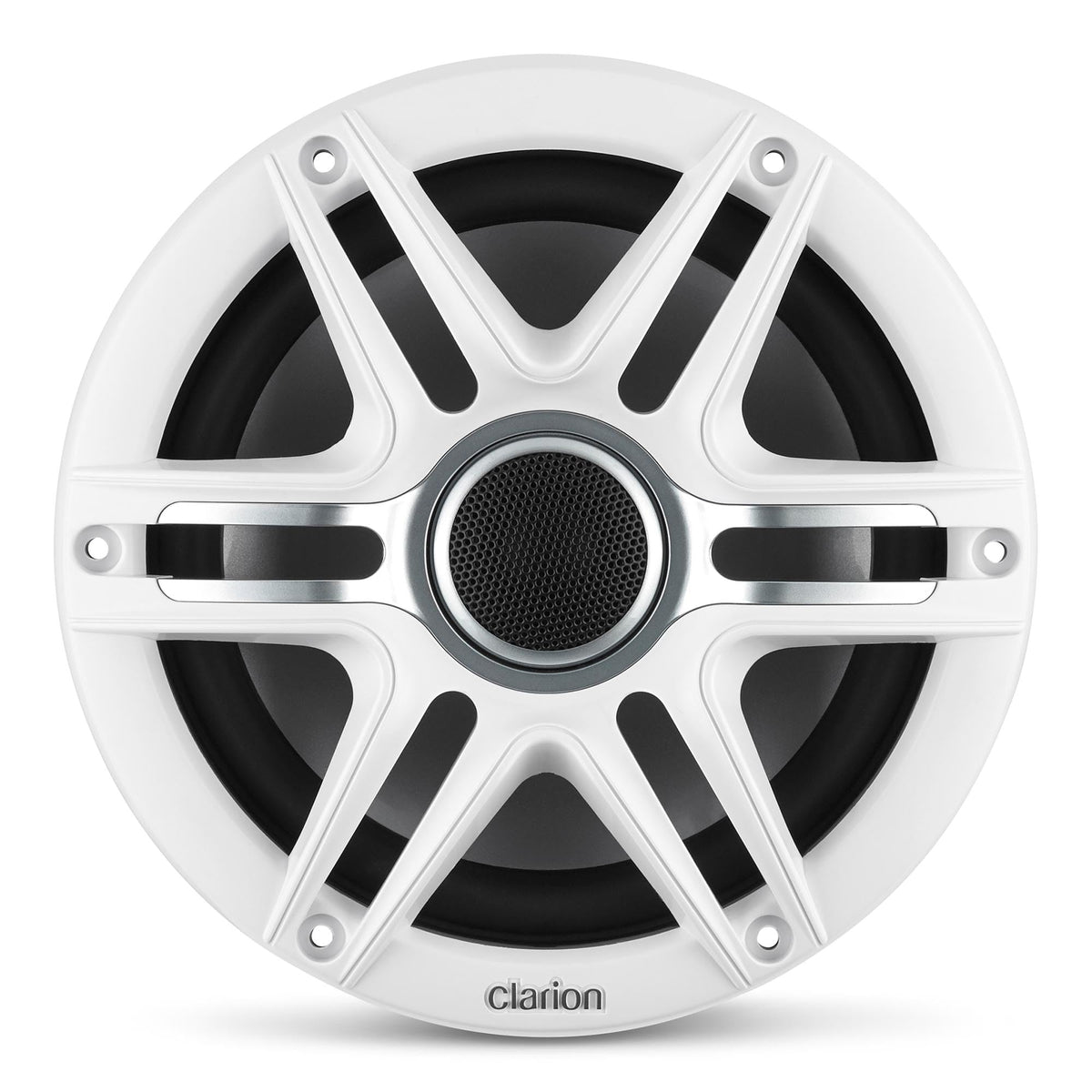 CLARION 010-03049-00 Clarion CMSP-771RGB-SWG Premium 7.7-inch Coaxial Marine Speakers with Built-in RGB Illumination, 60W RMS, with White & Gray Metallic Grilles