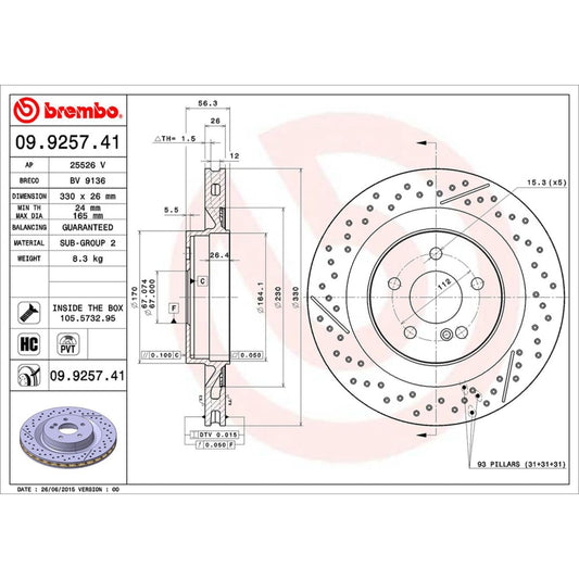 BREMBO 09925741C02 Brembo 09925741C02 DISC BRAKE ROTOR