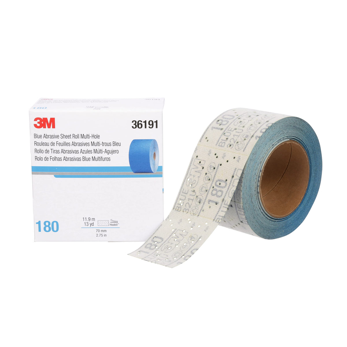 3M 36191 3M Hookit Blue Abrasive Sheet Roll, 36191, 180, 2.75 in x 13 yd