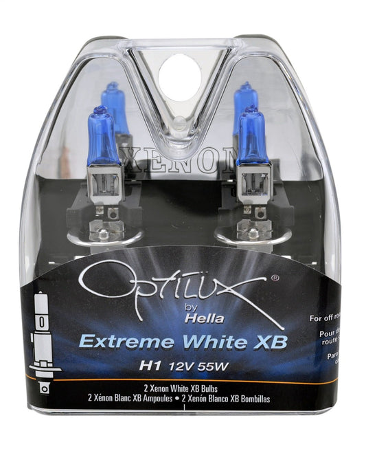 HELLA H71071242 HELLA H71071242 Optilux XB Series H1 Xenon White Halogen Bulbs, 12V, 55W, 2 Pack