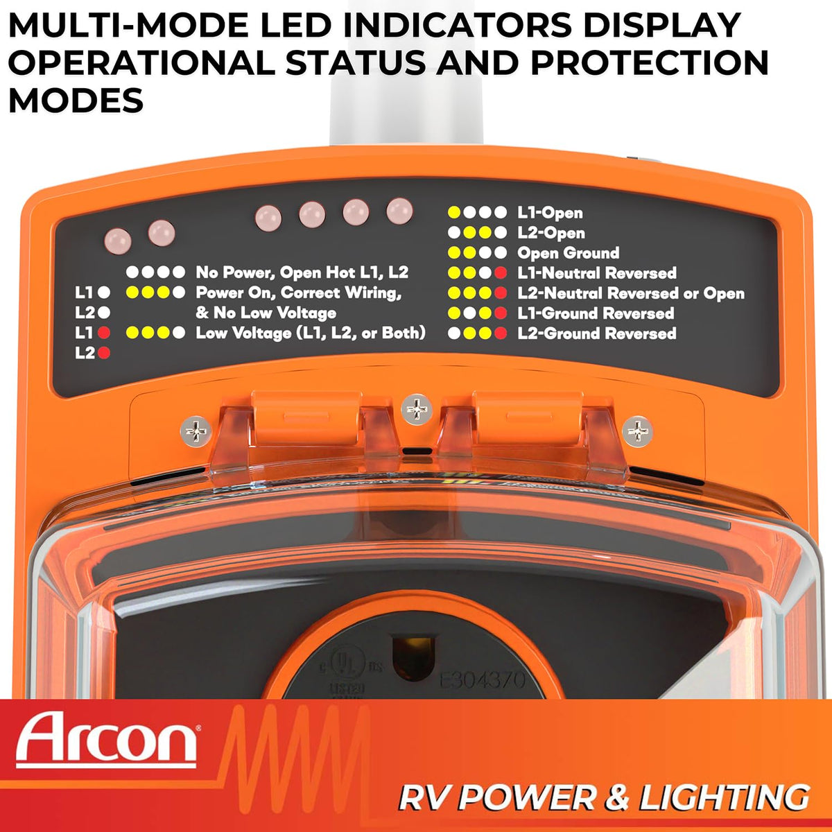 ARCON 19759 Arcon Surge Protector 19759, Portable, 50 Amp, 240 Volt, with Plug Head Handle Grip, 7200 Joules of Power Surge Protection