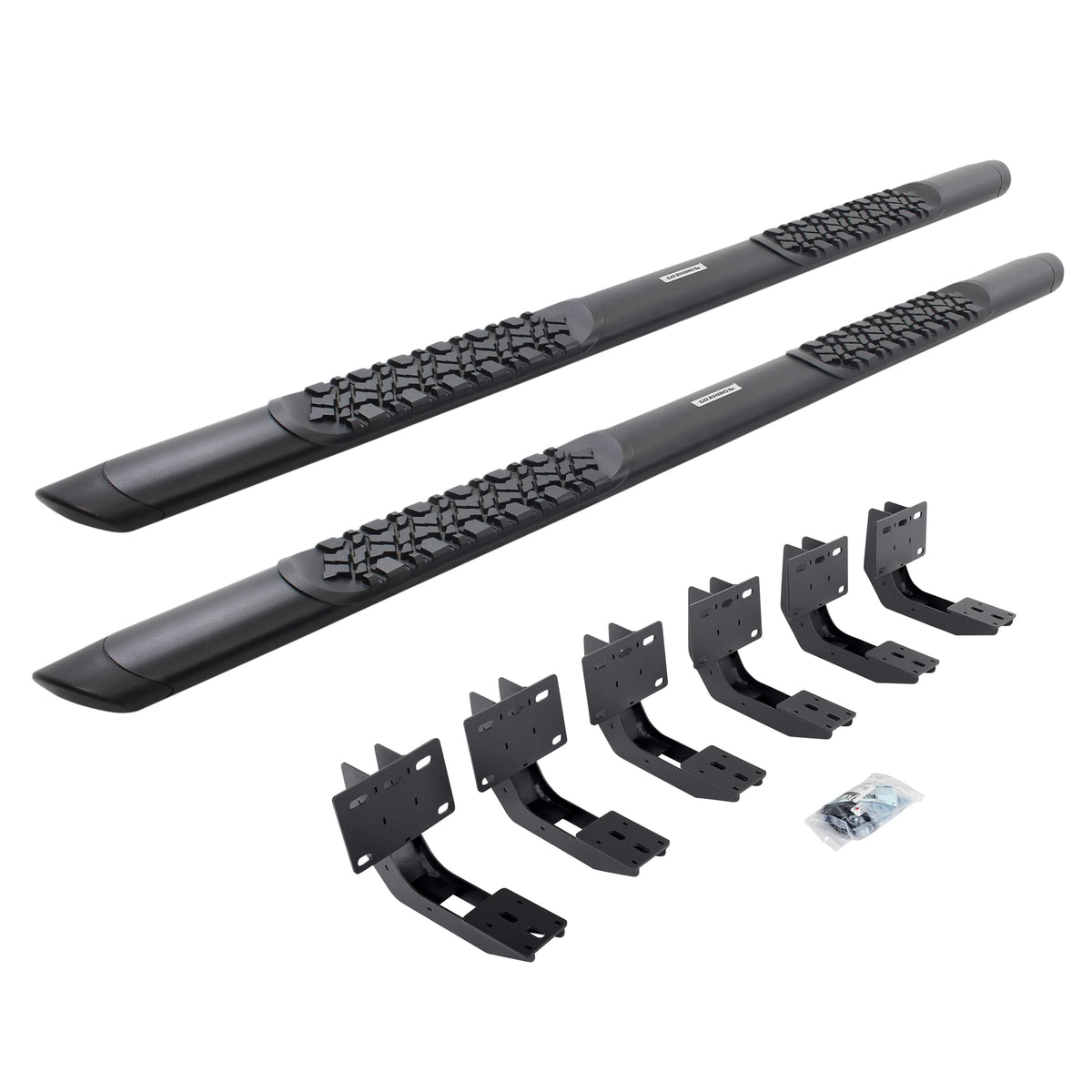 GO RHINO V3439980T Go Rhino V-Series V3 5" Side Steps & Mounting Brackets | Aluminium, Textured Black | V3439980T | Fits 2019-2024 Ram 1500 Quad Cab Pickup