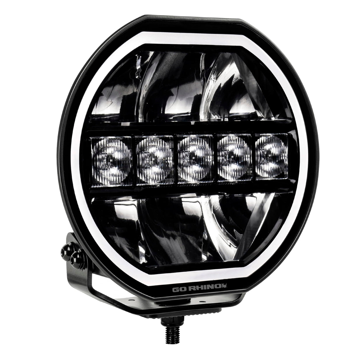 GO RHINO 751080711CRS Go Rhino Xplor Lighting: Blackout Series 7" Maxline Hi/Low Beam w/ Multi Daytime Running Light | Surface Mount ( Threaded Stud Mount), Aluminum, Black | 751080711CRS