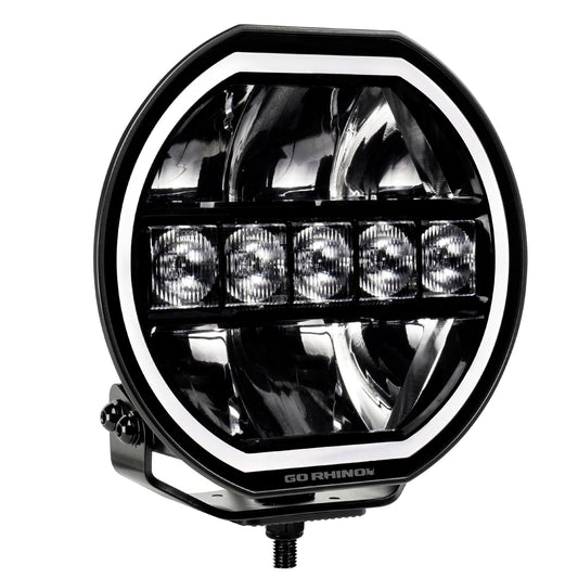 GO RHINO 751080711CRS Go Rhino Xplor Lighting: Blackout Series 7" Maxline Hi/Low Beam w/ Multi Daytime Running Light | Surface Mount ( Threaded Stud Mount), Aluminum, Black | 751080711CRS