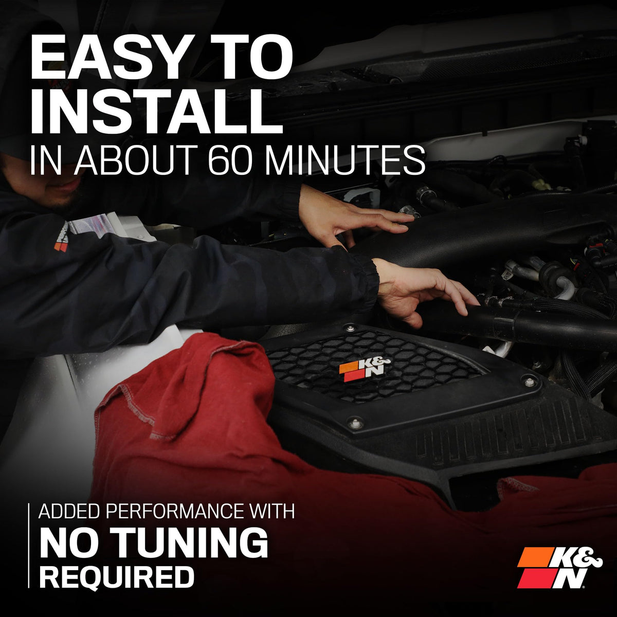 K&N FILTER 63-2625 K&N Cold Air Intake System: High-Flow Air Filter, 63-2625