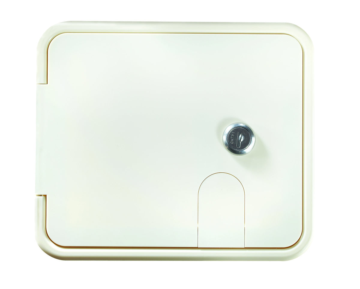 RV DESIGNER B150 RV Designer B150, Locking Electrical Cable Hatch, 7.6 inch x 6.5 inch x 2 inch, Polar White