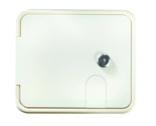 RV DESIGNER B150 RV Designer B150, Locking Electrical Cable Hatch, 7.6 inch x 6.5 inch x 2 inch, Polar White