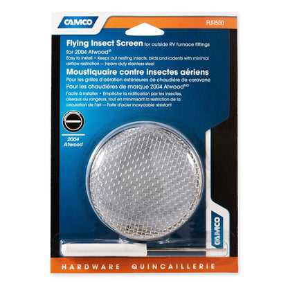 CAMCO 42144 Flying Insect Screen-FUR500 - RV Furnace Vent Screen Fits Atwood Hydroflame Furnaces w/No Access Door - Protect Your Camper Furnace from Insects & Rodents - Measures 3-5/8 x 1-5/16 inches (42144)