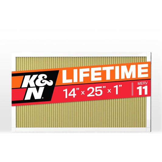 K&N FILTER HVC-11425 K&N 14x25x1 HVAC Furnace Air Filter, Lasts a Lifetime, Washable, Merv 11, the Last HVAC Filter You Will Ever Buy, Breathe Safely at Home or in the Office, HVC-11425