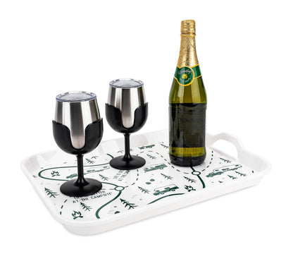 CAMCO 53488 Camco Life is Better at The Campsite Melamine RV Serving Tray - Features RV & Map Themed Design - Great for Kitchen Prep, Picnics, Grilling, and More - Serving Platter is Dishwasher Safe (53488)
