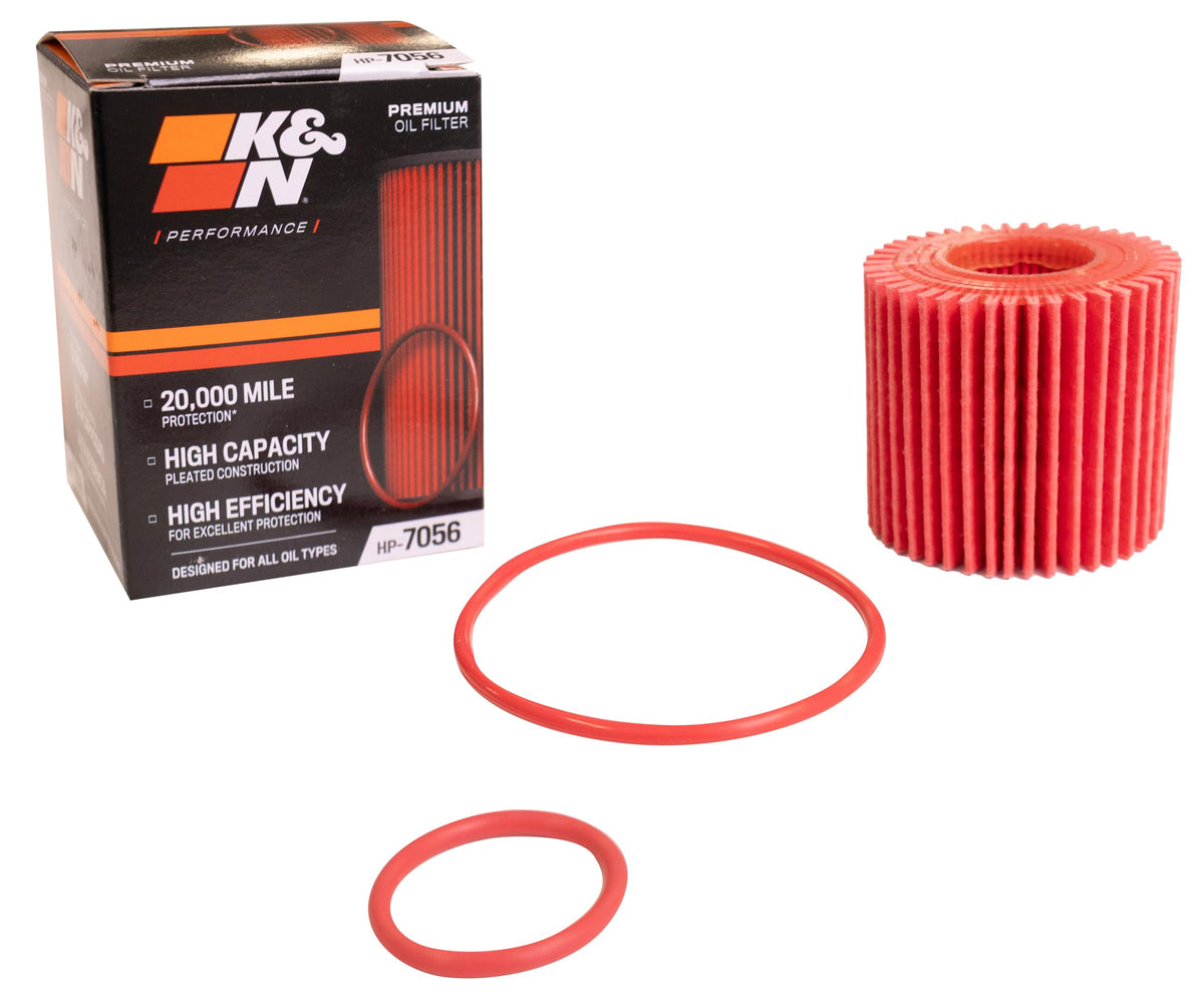 K&N FILTER HP-7056 Premium Oil Filter: 20,000 Mile Engine Protetction with Wrench Off Nut: Compatible with Select 2009-2020 TOYOTA Vehicle Models (See Description for Select Models), HP-7056