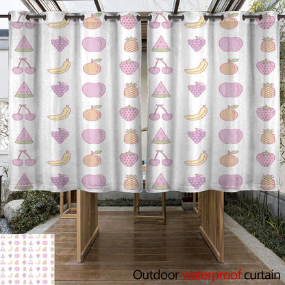 WINJET CTWJ-0696-GBC-SQ WinfreyDecor Home Patio Outdoor Curtain Sweet Pastel Fruit Seamless Pattern Background W108 x L72