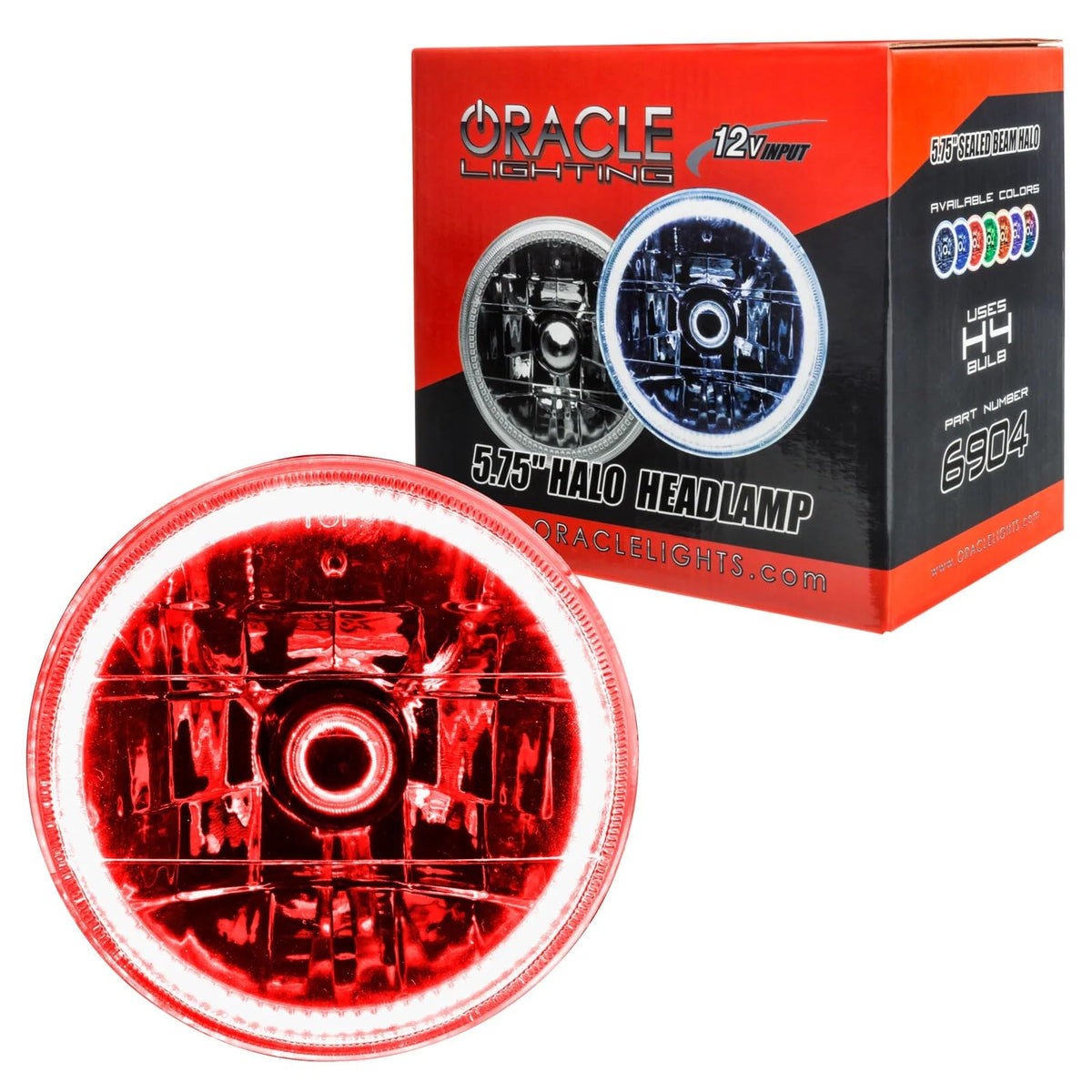 Oracle 6904-003 ORACLE LIGHTING Sealed Beam Halo Headlamp – (Red) 5.75" Pre-Installed Headlight Assembly, 1-Piece, Part # 6904-003