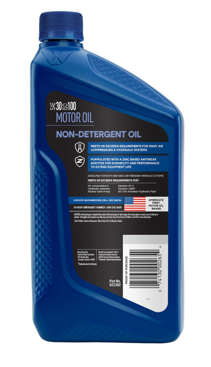 VALVOLINE 822382 Valvoline Daily Protection Non-Detergent SAE 30 Conventional Motor Oil 1 QT, Case of 6