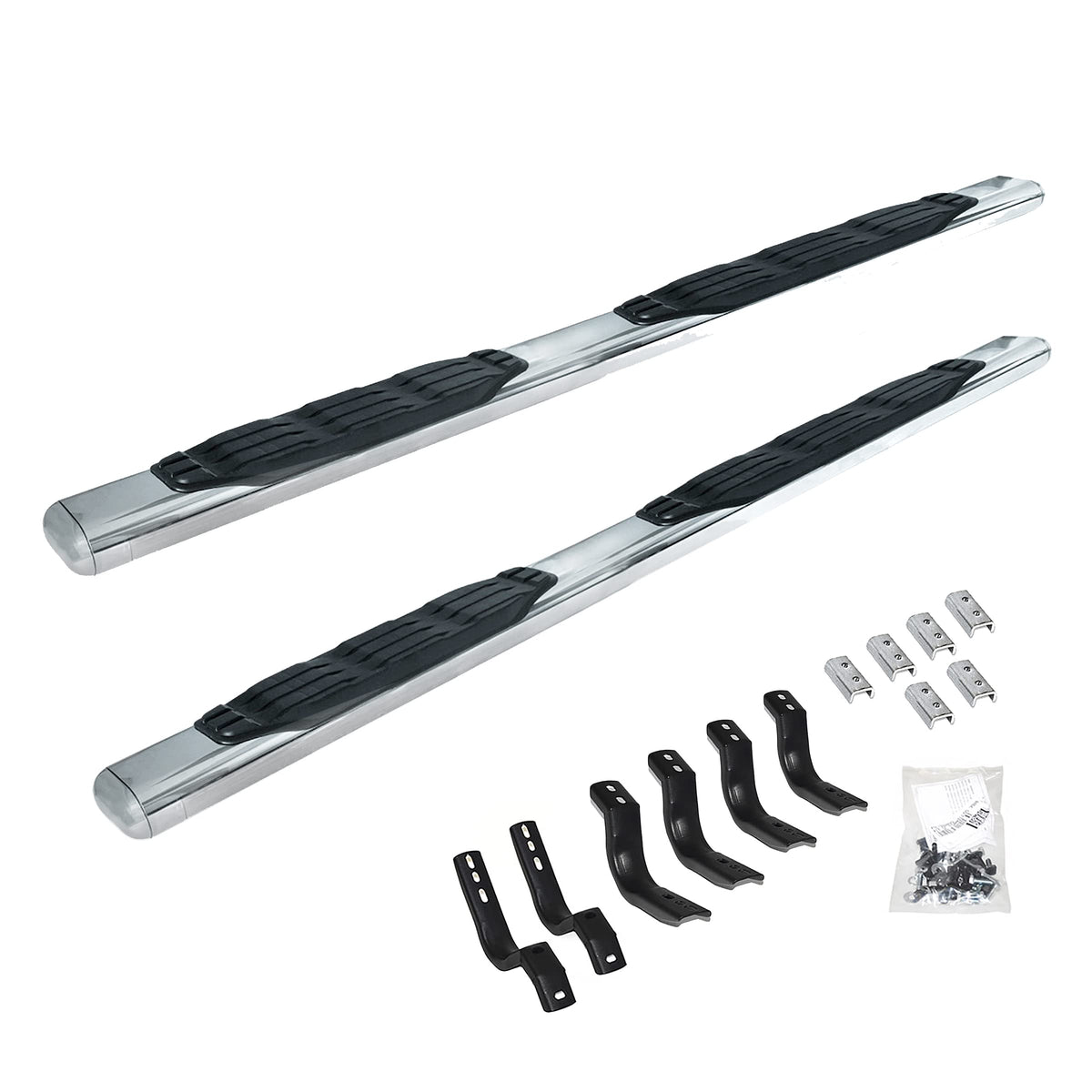 GO RHINO 104449987PS Go Rhino 4" Oval 1000 Series Sidesteps & Brackets – Stainless Steel, Polished – 104449987PS – Fits 2019-2024 Ram 1500 Crew Cab Pickup (New Body Style Only. Excludes Classic Body Style)