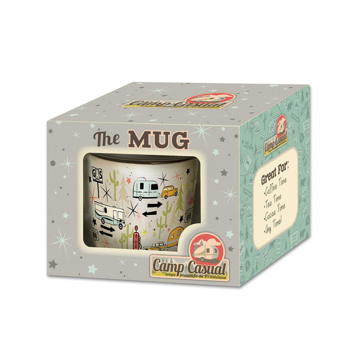 CAMP CASUAL CC-004C Ceramic Coffee Mug - 15 oz Retro Inspired Camping Mug - for Hot & Cold Drinks - Works as a Tea, Soup, & Coffee Mug - Stylish, Versatile, & Microwaveable Camping Coffee Mugs by Camp Casual