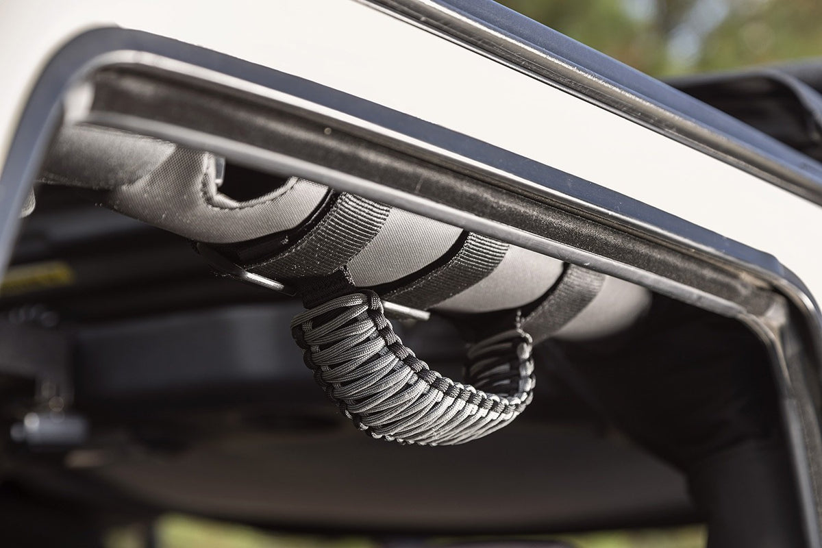 RUGGED RIDGE 13505.32 Rugged Ridge Grab Handles for Jeep Wrangler/Gladiator | Nylon, Black/Grey | 13505.32 | Fits 1955-2018 Jeep CJ/ Wrangler YJ/TJ/JK/JL/ Gladiator JT