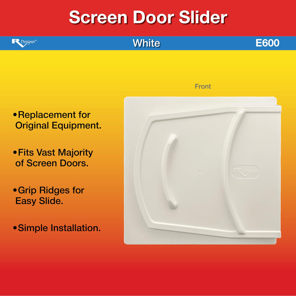 RV DESIGNER E600 RV Designer E600 - RV Screen Door Slide Panel, White, 12" W x 11.75" H