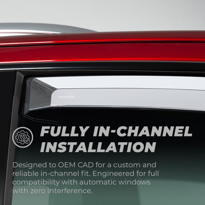 PUTCO 480442 Putco Element Chrome Window Deflectors Fits Chevy Silverado/GMC Sierra 2014-2019 Double Cab - Set of 4 - in Channel Install