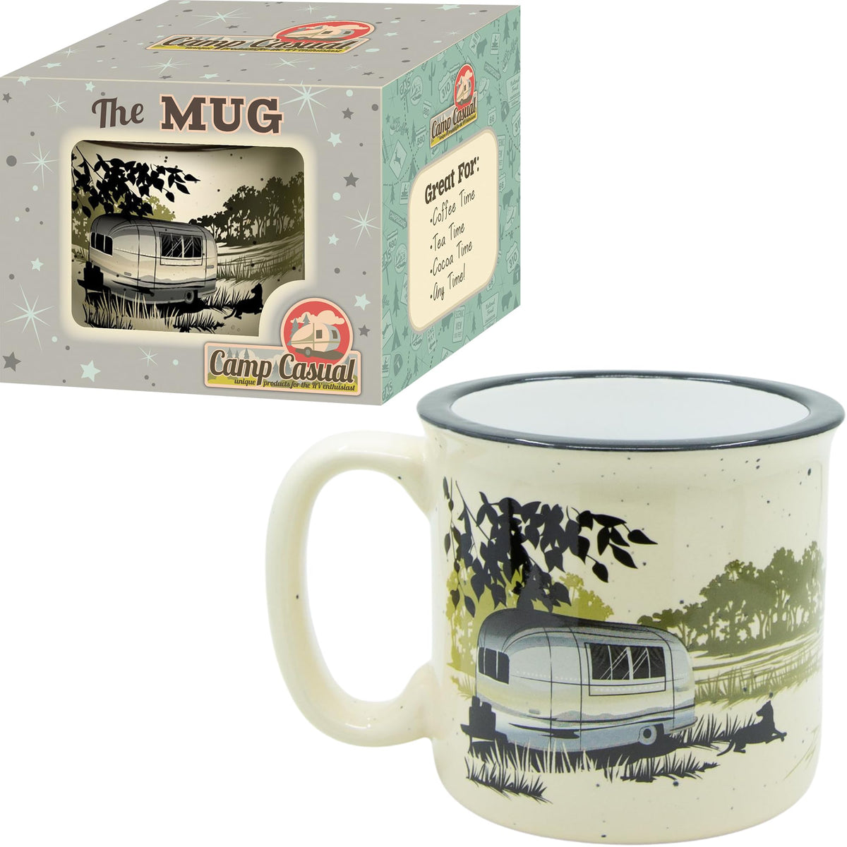 CAMP CASUAL CC-004PR Ceramic Coffee Mug - 15 oz Retro Inspired Camping Mug - for Hot & Cold Drinks - Works as a Tea, Soup, & Coffee Mug - Stylish, Versatile, & Microwaveable Camping Coffee Mugs by Camp Casual