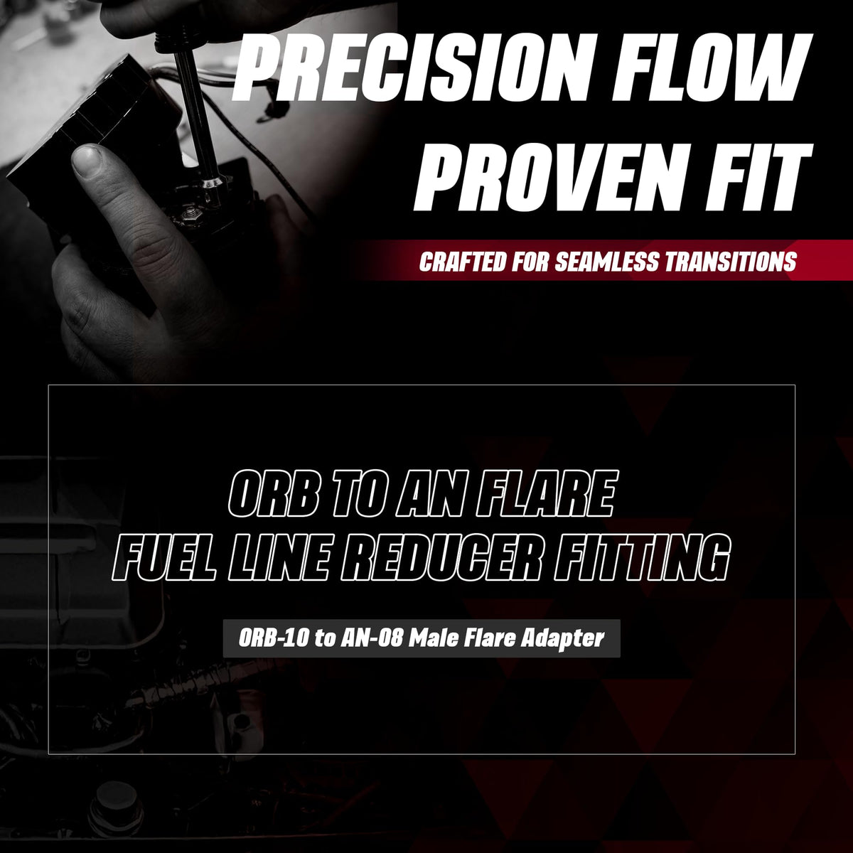 AEROMOTIVE 15610 Aeromotive ORB-10 to AN-08 Male Flare Adapter Fitting - 10 ORB - 15610