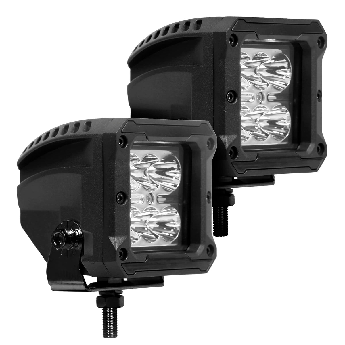 GO RHINO 751803023SCS Go Rhino Xplor Lighting: Bright Series 3x3 LED Cube Spot Light Kit (Pair) | Surface Mount (Threaded Stud Mount) Aluminum, Black | 751803023SCS