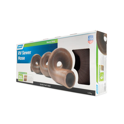 CAMCO 39631 Camco 20-Foot Camper/RV Sewer Hose | Crafted of 15 mils HTS Vinyl & Compresses to 32-Inches for RV Storage and Organization | Great for Seasonal Camping, RVing, and Boating (39631)