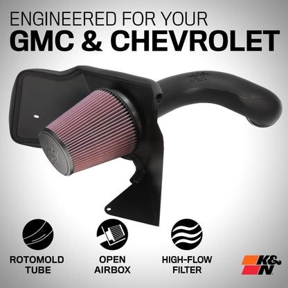 K&N FILTER 57-3021-1 K&N Cold Air Intake System: High-Flow Air Filter, Increase Performance & Towing: Compatible with 1994-2004 Chervolet/GMC Silverado 1500,2500,3500, Sierra 1500, 57-3021-1