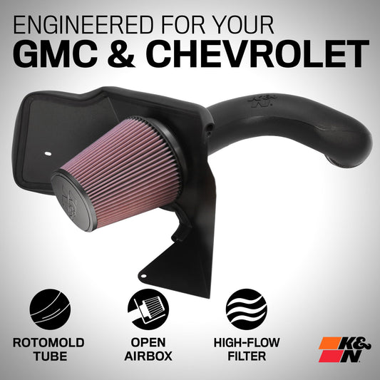 K&N FILTER 57-3021-1 K&N Cold Air Intake System: High-Flow Air Filter, Increase Performance & Towing: Compatible with 1994-2004 Chervolet/GMC Silverado 1500,2500,3500, Sierra 1500, 57-3021-1
