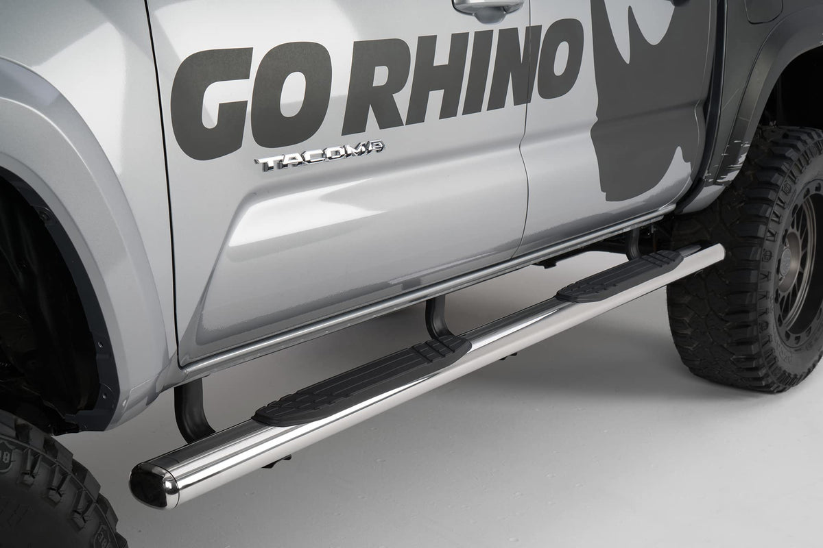 GO RHINO 104443580PS Go Rhino 4" Oval 1000 Series Sidesteps & Brackets | Stainless Steel, Polished | 104443580PS | Fits 2022-2024 Toyota Tundra Double Cab Pickup