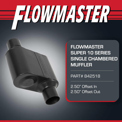 FLOWMASTER 842518 Flowmaster Super 10 Series Muffler – 2.50" Offset In / 2.50" Offset Out
