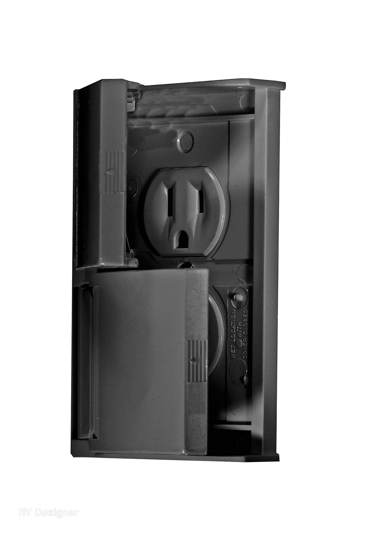 RV DESIGNER S907 RV Designer S907 - Weatherproof Dual AC Outlet with Snap Cover Plate, Black