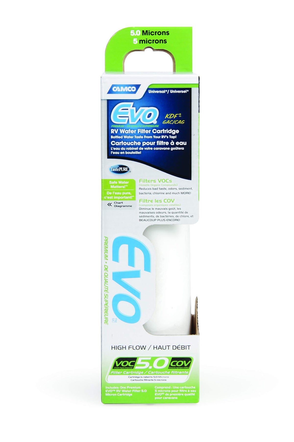 CAMCO 40620 Camco Evo Premium Replacement Water Filter Cartridge, White (40620)