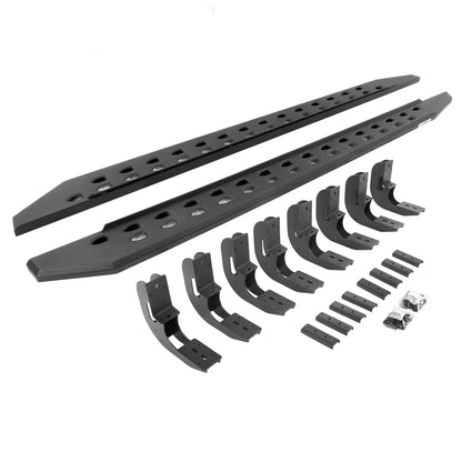 GO RHINO 69404880SPC Go Rhino RB20 Slim Running Boards & Brackets | Galvanized Steel, Textured Black | 69404880SPC | Fits 2019-2025 Chevrolet Silverado & GMC Sierra Double Cab (See Description)