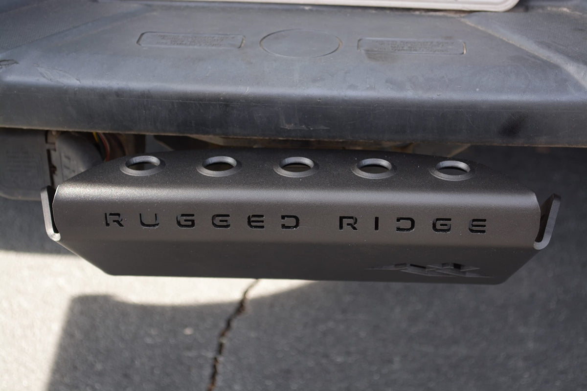 RUGGED RIDGE 18013.01 Rugged Ridge Hitch Skid Plate | Black, Steel | 18013.01 | Fits 2007-2026 Jeep Wrangler JK/JL; 2020-2026 Jeep Gladiator JT w/ 2" Receiver Hitch