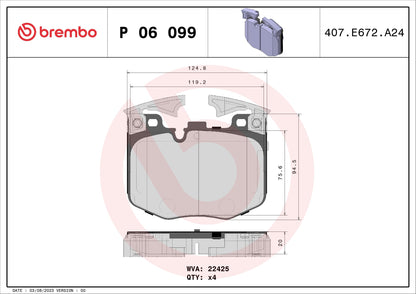 BREMBO P06099 Brembo P06099 Low-Met Front Disc Brake Pad Set BMW OE# 34116888458