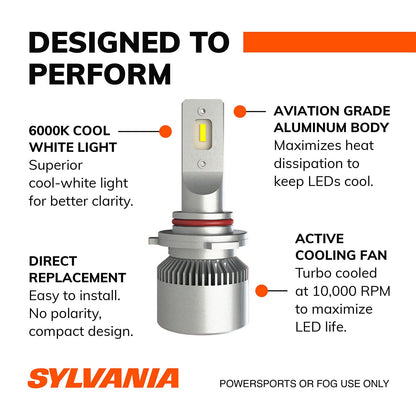SYLVANIA 9005SL.BX2 Sylvania 9005 LED Powersport Headlight Bulbs for Off-Road Use or Fog Lights - 2 Pack