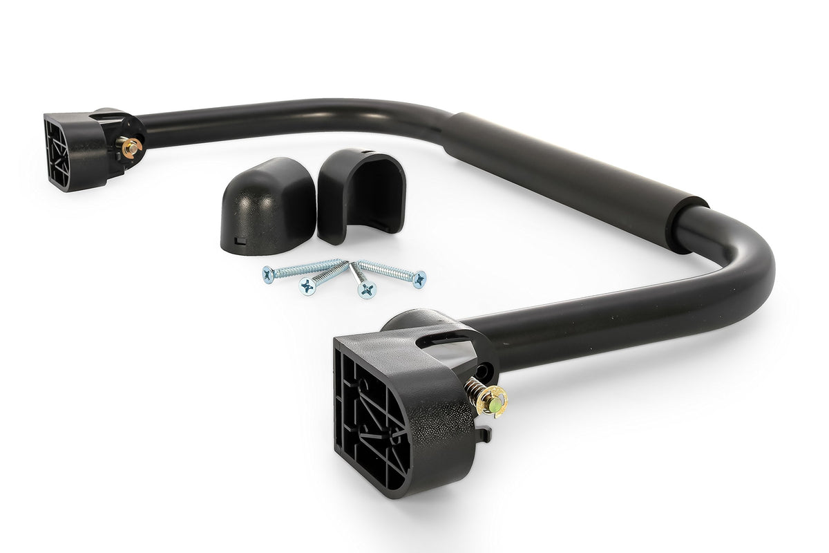 CAMCO 42197 Camco Fold-Away RV Grab Handle - Provides Secure Hold for Entering & Exiting - Measures 18-in, for Smaller RVs & Trailers - Easily Installs Beside RV Door, Hardware Included - Black (42197)