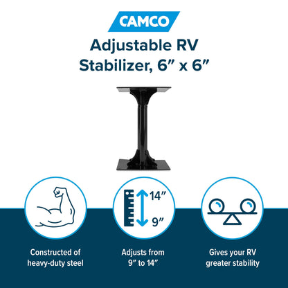 CAMCO 44531 Camco Adjustable RV Stabilizer, 6-Inches x 6-Inches - Gives Your RV Greater Stability Under The Front or Rear (44531)