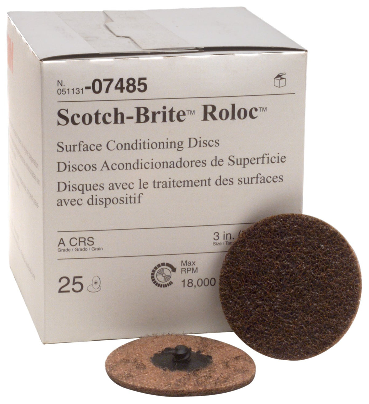 3M 07485 3M 7485 3" Roloc Coarse Surface Conditioning Disc, Brown (07485)