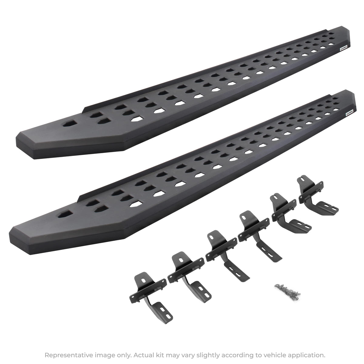 GO RHINO 69450673PC Go Rhino RB20 Running Boards & Brackets | Galvanized Steel, Textured Black | 69450673PC | Fits 2018-2024 Jeep Wrangler JLU, 4-Door