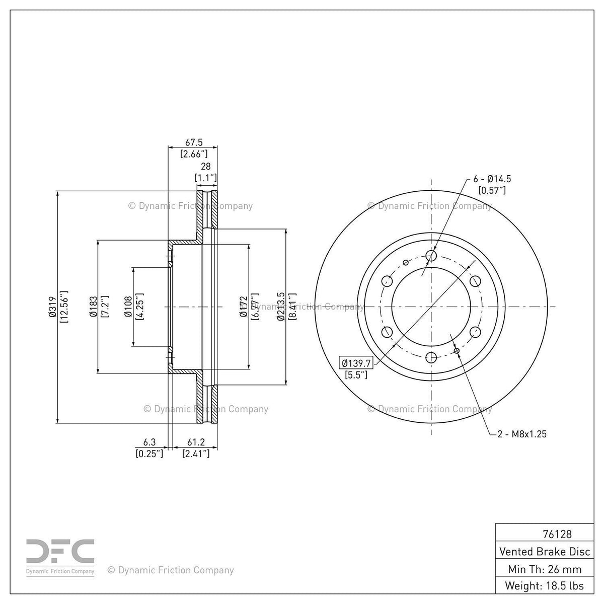 Dynamic Friction 604-76128 Front Brake Rotor